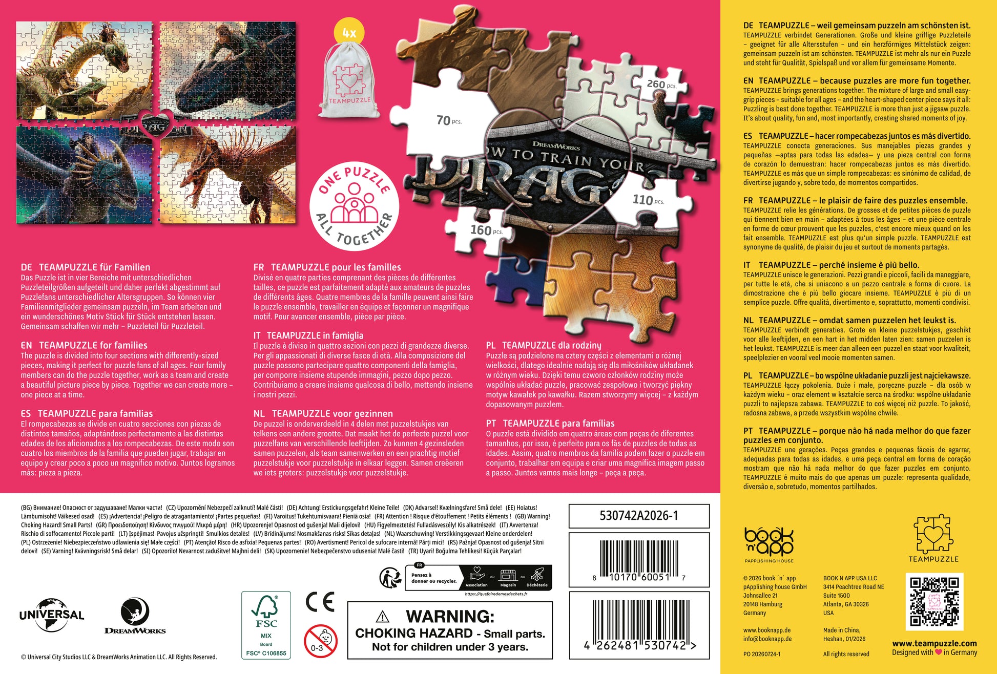 Rückseite des Puzzlekartons mit Beschreibungen, Sicherheitshinweisen und weiteren Informationen