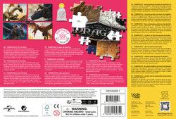 Rückseite des Puzzlekartons mit Beschreibungen, Sicherheitshinweisen und weiteren Informationen