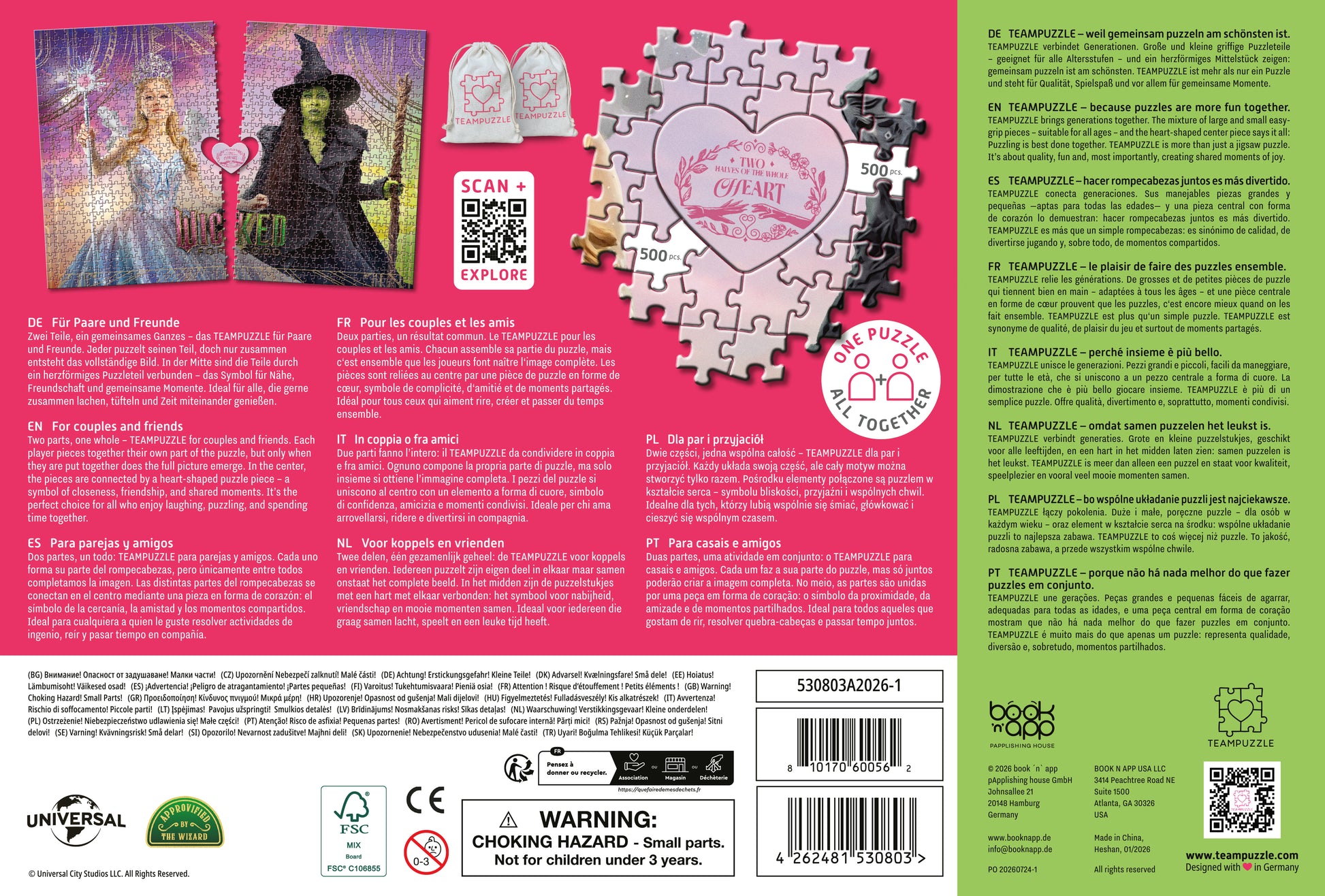 Rückseite des Puzzlekartons mit Beschreibungen, Sicherheitshinweisen und weiteren Informationen